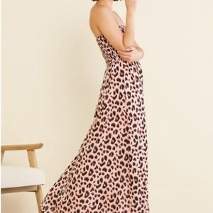 Tiare Hawaii Strapless Maxi dress, blush/black animal print. SMALL.